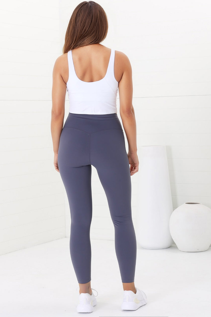 Axel Leggings - High Waisted Full Length Leggings in Lilac Grey