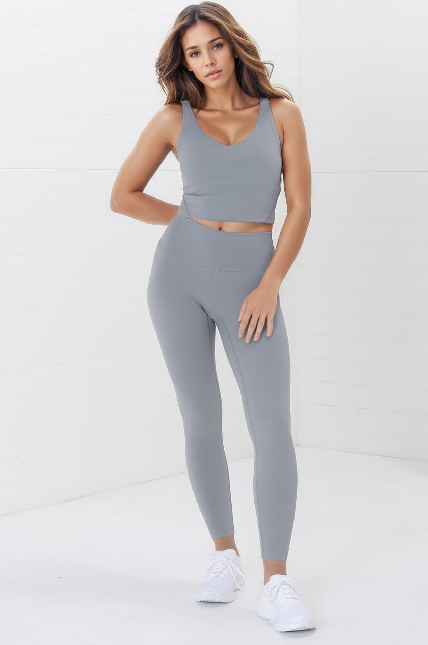 Axel Leggings - High Waisted Full Length Leggings in Light Grey