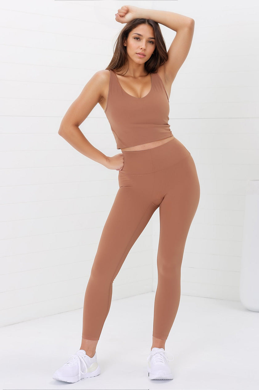 Axel Leggings - High Waisted Full Length Leggings in Burnt Orange