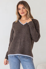 Model wearing Edan Jumper in Chocolate from Salty Crush