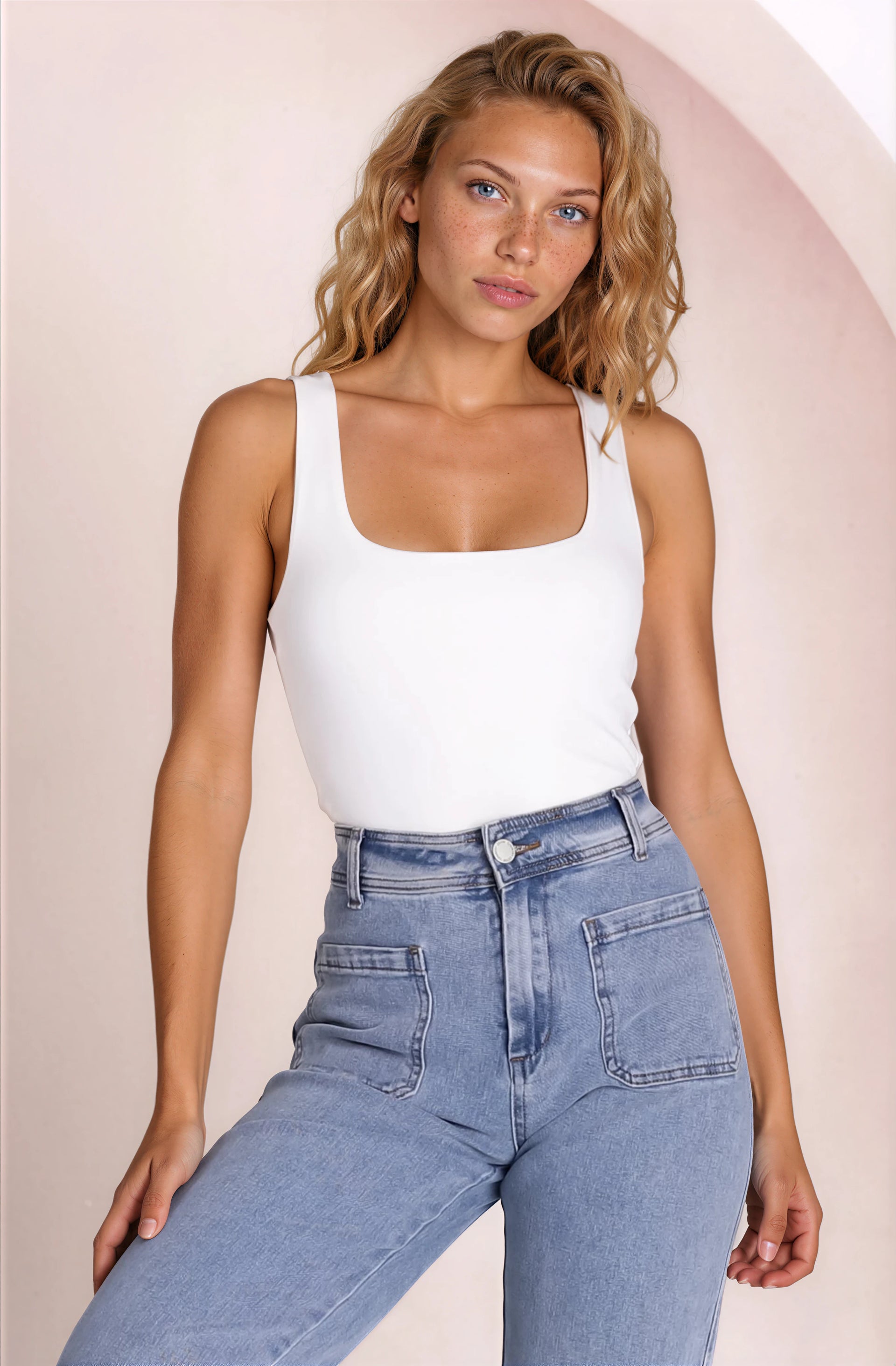 Edie Singlet Square Neckline Double Layered Singlet