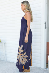 Eira Maxi Dress - Beaded-Strap Square Neck A Line Dress with Pockets in Raphael Print