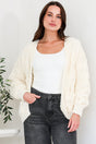 Model wearing Elias Cardigan in Cream from Salty Crush