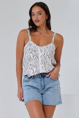 Elissa Cami  - Thin Strap Button Front Cami in Georgie Print