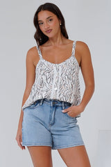 Elissa Cami  - Thin Strap Button Front Cami in Georgie Print