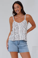 Elissa Cami  - Thin Strap Button Front Cami in Georgie Print