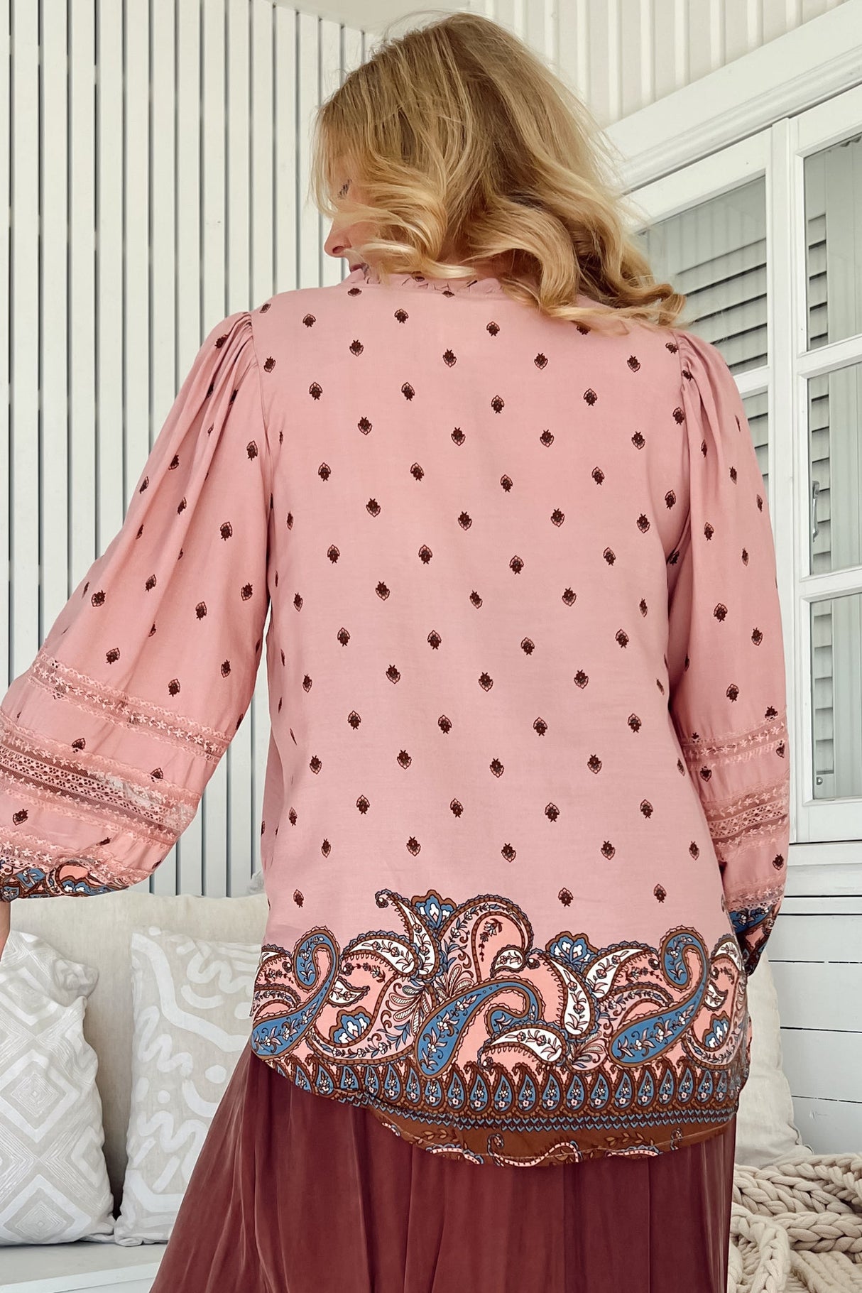 JAASE - Eliza Blouse: Frill Collar Button Down Lace Detailed Blouse in Seraphina Print