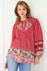 JAASE - Eliza Blouse: Frill Collar Button Down Lace Detailed Blouse in Zelie Print