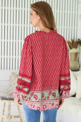 JAASE - Eliza Blouse: Frill Collar Button Down Lace Detailed Blouse in Zelie Print