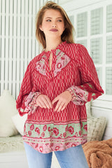 JAASE - Eliza Blouse: Frill Collar Button Down Lace Detailed Blouse in Zelie Print