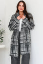 Model wearing Ellington Cardigan in Grey from Salty Crush