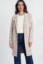 Model wearing Ellington Cardigan in Beige from Salty Crush
