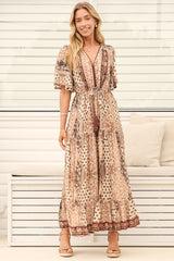 Model wearing Ellise Maxi Dress in Boba Print from Salty Crush