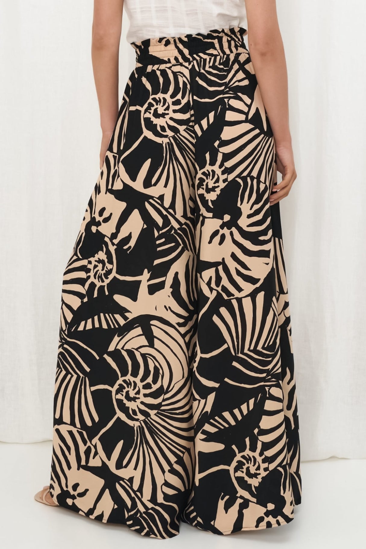Charli Pants - Paper Bag High Waisted Wide Leg Pants in Ellnora Print