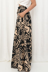 Charli Pants - Paper Bag High Waisted Wide Leg Pants in Ellnora Print