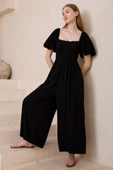 Elsa Jumpsuit - On or Off Shoulder Wide Leg Jumpsuit in Black