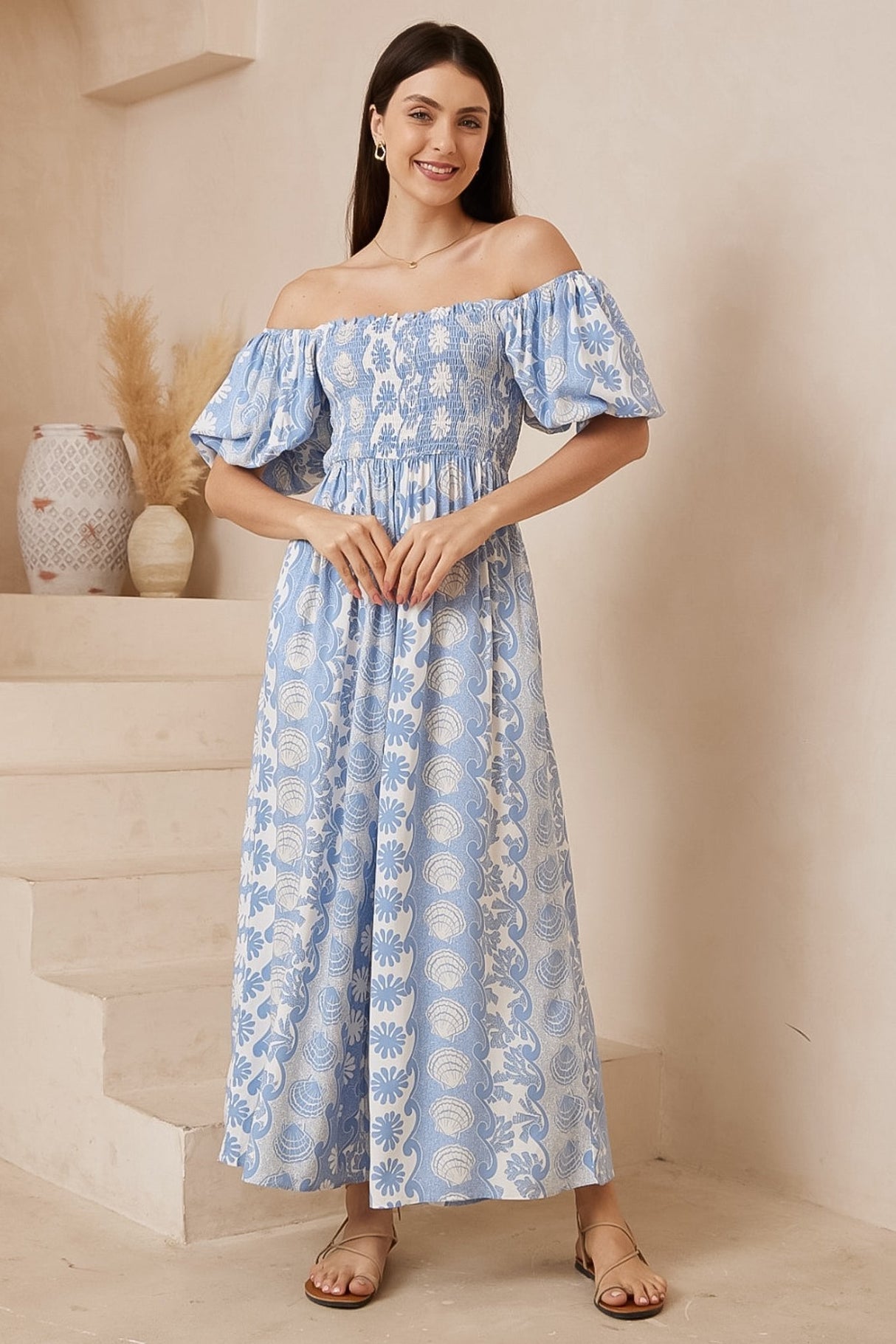 Elsa Jumpsuit - On or Off Shoulder Wide Leg Jumpsuit in the Cordelia Print