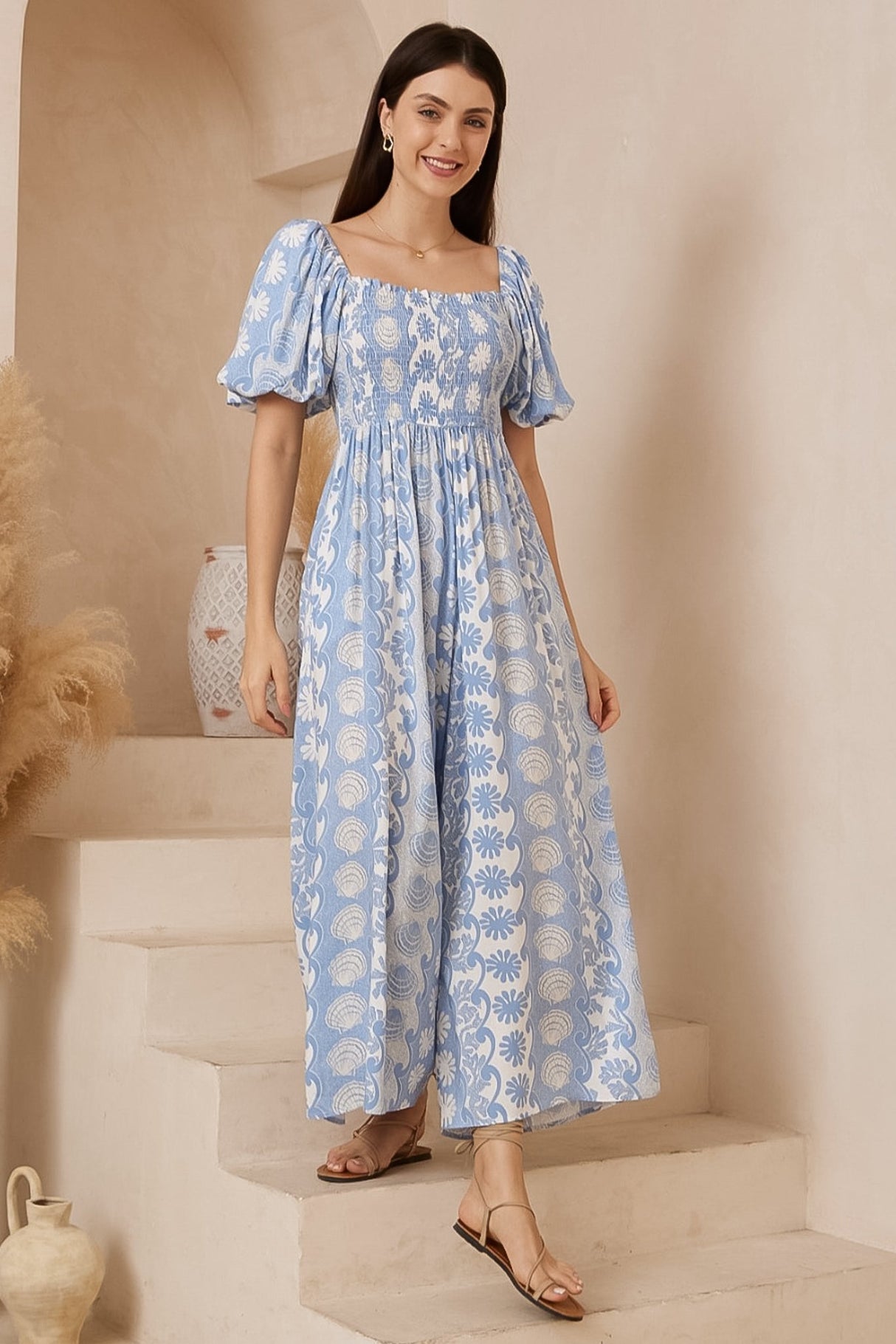 Elsa Jumpsuit - On or Off Shoulder Wide Leg Jumpsuit in the Cordelia Print