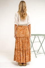 Elsa Maxi Skirt - High Waisted Frill Splicing Tiered Skirt in Lilwen Print