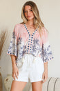 Model wearing Elysia Blouse in Armena Print from Salty Crush