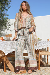 Adelaide Pants - Drawstring High Waisted Wide Leg Pant in Lyla Print