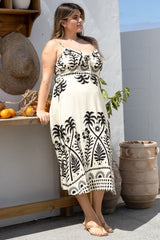 Emily Midi Dress - Sweeheart Neckline Sun Dress with Tie at Bust in Savana Print