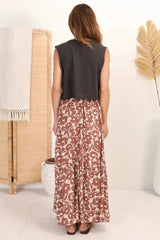 Hellen Maxi Skirt - High Waisted Skirt with Front Splits in Emma-Jade Brown