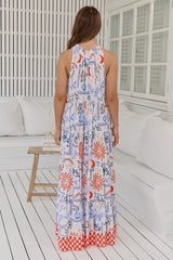 JAASE - Erryn Maxi Dress: Scoop Neckline Smock Maxi in Symi Print