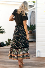 JAASE - Dew Drop Skirt: Elasticated Waist High Low Skirt in Eternity Print