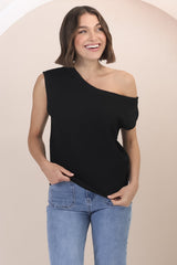 Ethel Knit Top - Sleeveless Crew Neck Knit in Black