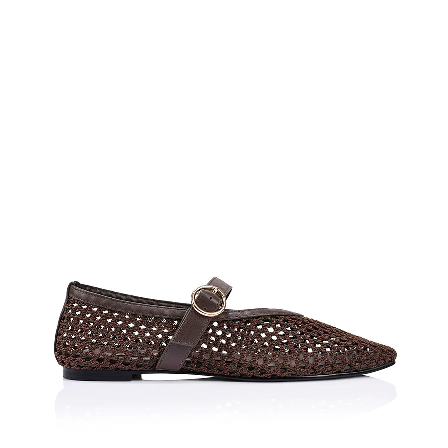 Eunice Woven Ballet Flats - Chocolate