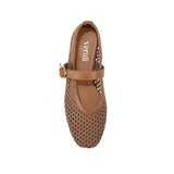 Eunice Woven Ballet Flats - Dark Camel