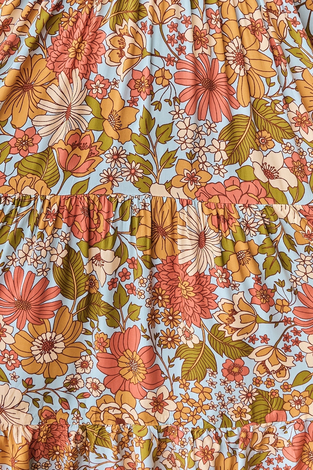 JAASE - Eve Midi Dress: V Neck Tiered Dress with Option Waist Tie in Mimosa Print