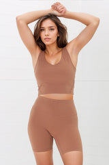 Axel Sports Crop - Waist Length In-Built Support Sports Top in Burnt Orange