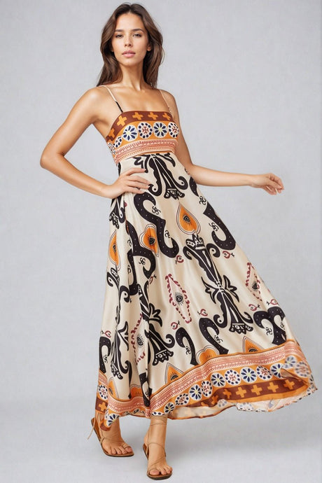 Bonita Maxi Dress: Spaghetti Strap Sun Dress in Belrae Print