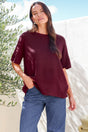 Model wearing Fable Knit Top in Wine from Salty Crush