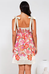 Fargo Mini Dress - Tie at the Shoulders Sun Dress with Pockets in Dominique Print