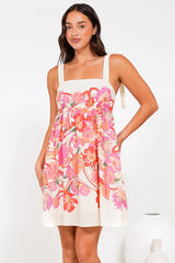 Fargo Mini Dress - Tie at the Shoulders Sun Dress with Pockets in Dominique Print