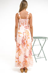 Fern Maxi Dress - Sweetheart Front Tie Bodice A-Line Dress with Pockets in Tithonia Print