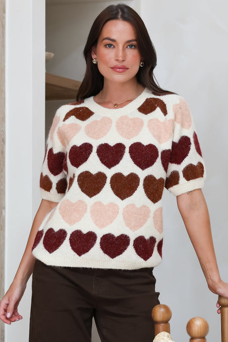 Model wearing Filippa Knit Top in Wine from Salty Crush