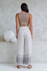 Finlee Pants - Attached Wrap Belt with Tassels Wide Leg Pants in Larina Print