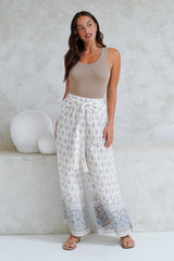 Finlee Pants - Attached Wrap Belt with Tassels Wide Leg Pants in Larina Print