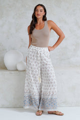 Finlee Pants - Attached Wrap Belt with Tassels Wide Leg Pants in Larina Print
