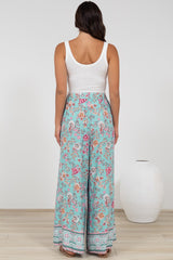 Finlee Pants - Attached Wrap Belt with Tassels Wide Leg Pants in Shirley Print