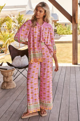 JAASE - Jax Pants: High Waisted Straight Leg Pant in Blushing Meadow Print