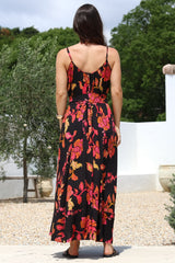 Frederique Maxi Dress - Relaxed Sun Dress with Detachable Waist Tie in Valerie Print
