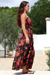 Frederique Maxi Dress - Relaxed Sun Dress with Detachable Waist Tie in Valerie Print