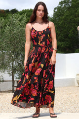 Frederique Maxi Dress - Relaxed Sun Dress with Detachable Waist Tie in Valerie Print