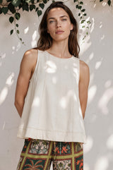 Model wearing Fresa Tank Top in White from Salty Crush
