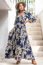 Model wearing Frigg Maxi Dress in Navy from Salty Crush
